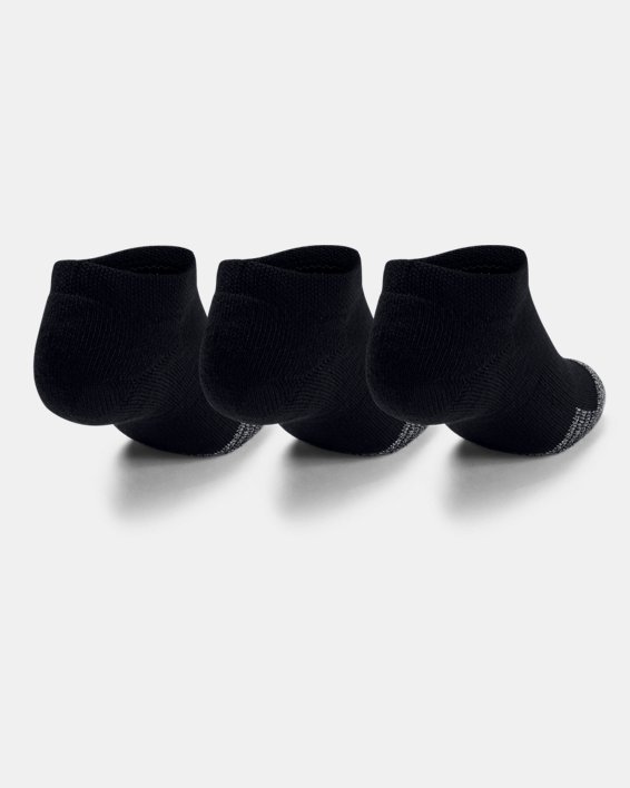 Kids' HeatGear® No Show Socks 3-Pack in Black image number 2